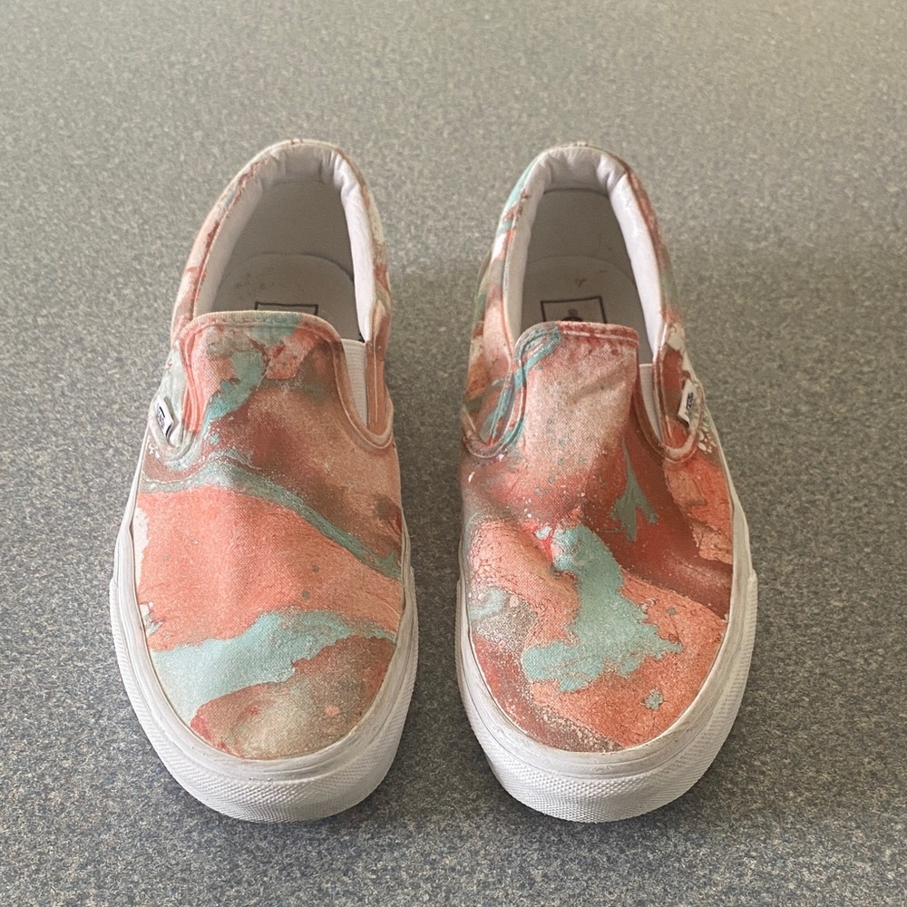 Vans Women's Slip-On Sneakers - Coral and Aqua
